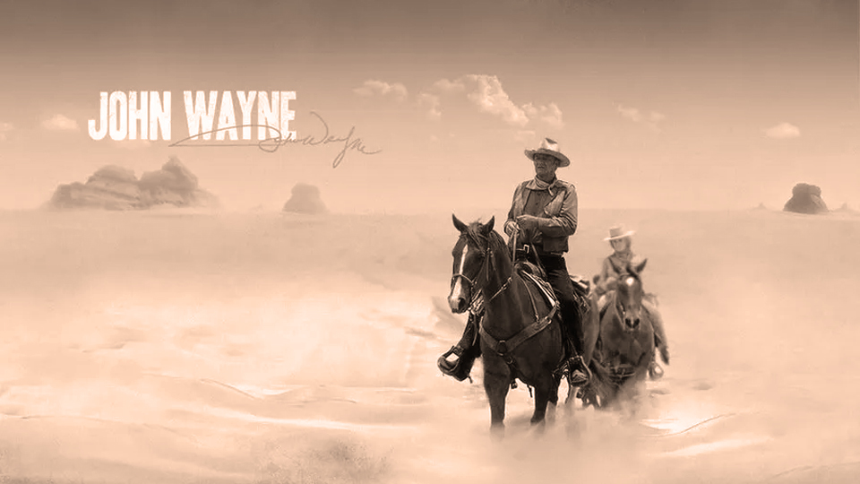 John Wayne auf einem Pferd